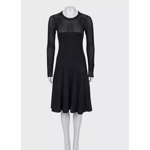 Alaïa Black Fitted Perforated Zipper Dress XS